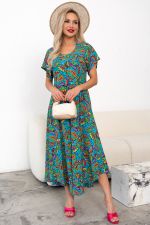Платье Магия лета (синий/узор)-54р-р Р11-867/35 Nikol