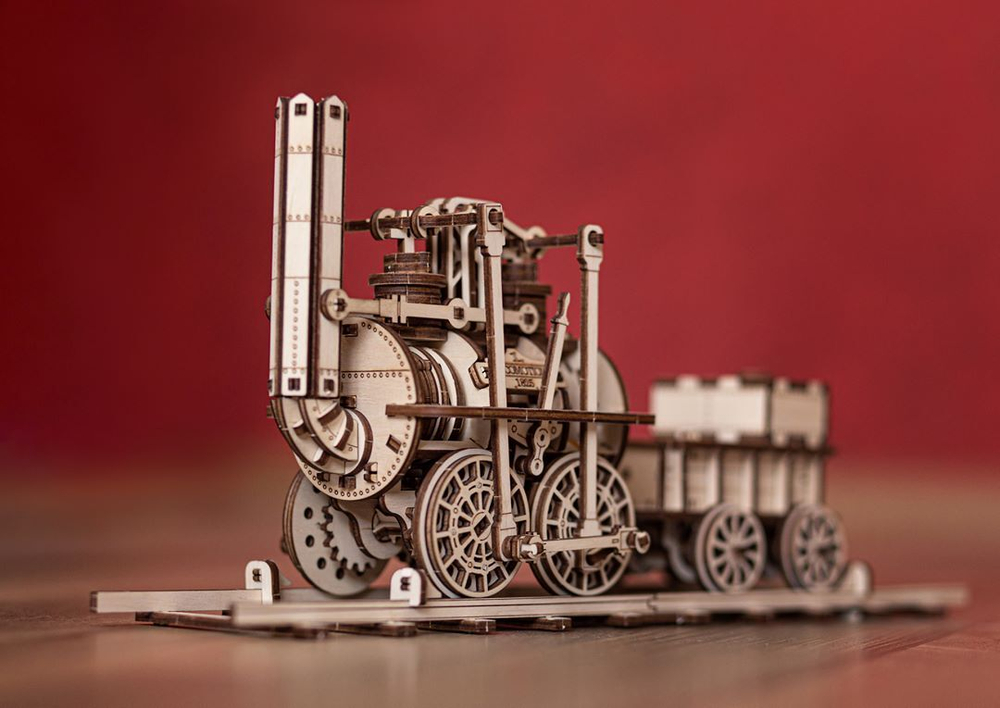 Локомотив №1 - Eco Wood Art - Деревянный конструктор, 3D пазл, сборная механическая модель, паровоз