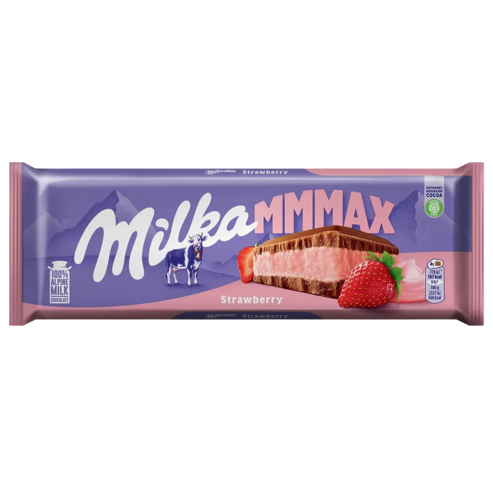 Шоколад молочный Milka с клубничной начинкой 300 гр