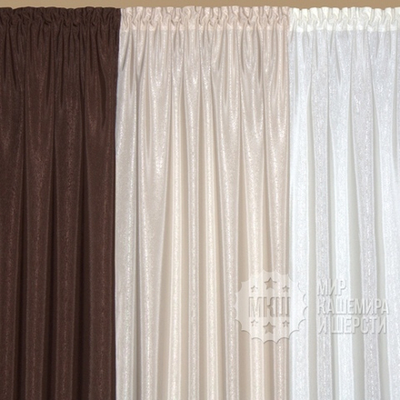 Готовые шторы для гостиной и спальни: Анжелика (арт. А30-314)  - (180х270)х2 см. -  коричневый-беж-молочный