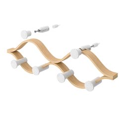 Вешалка настенная Montage, 6 крючков, натуральное дерево/белая