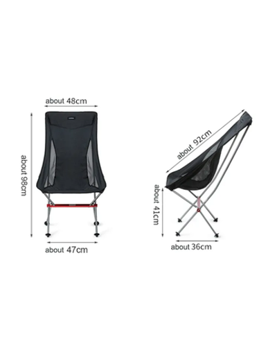 Кресло туристическое Naturehike YL06 складное, серое, высокая спинка, до 150 кг