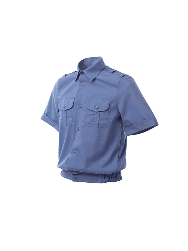 Рубашка серо-голубая с коротким рукавом
