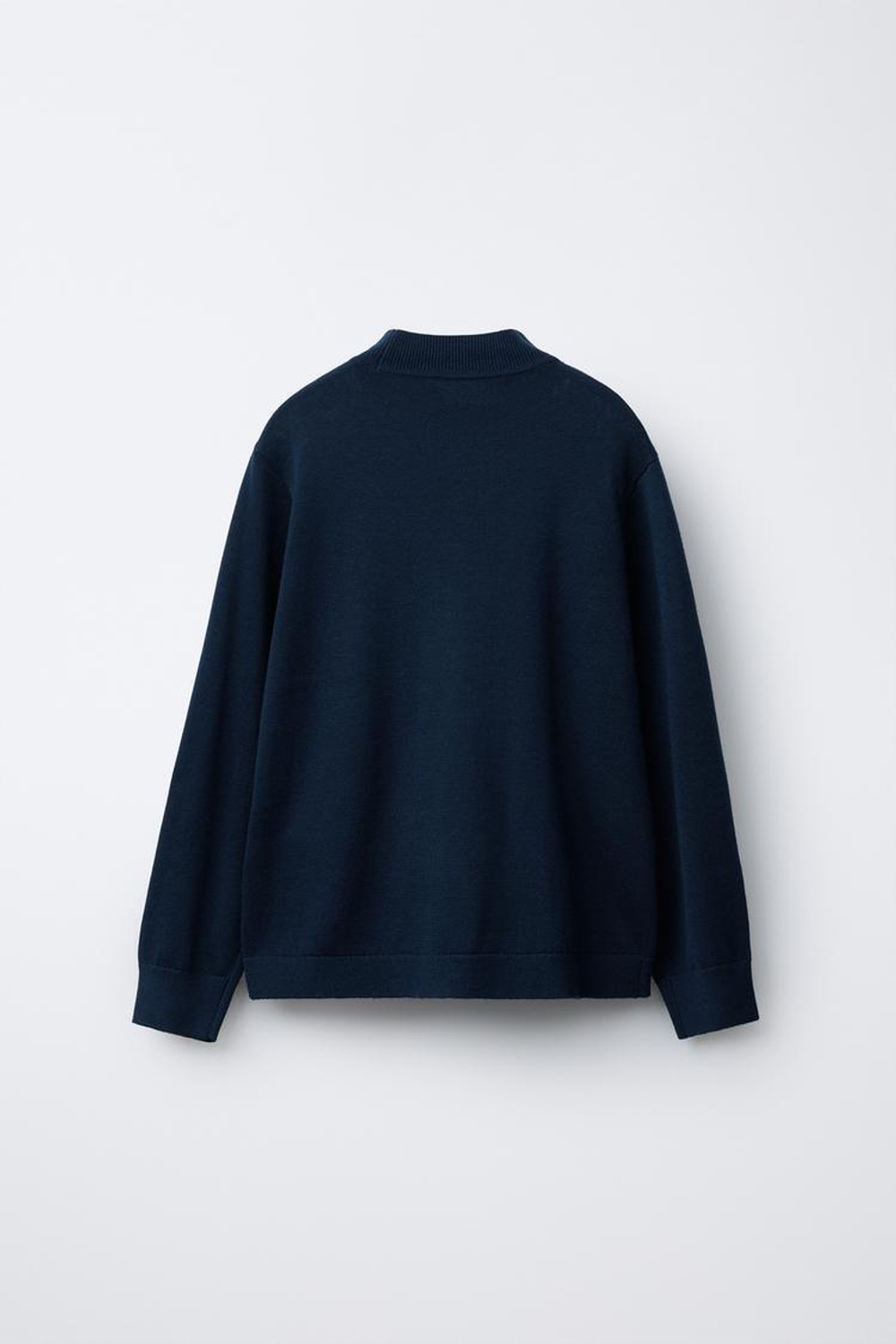 ZARA ТОНКИЙ ТРИКОТАЖНЫЙ ДЖЕМПЕР С ВОРОТНИКОМ СТОЙКОЙ, МОРСКОЙ СИНИЙ