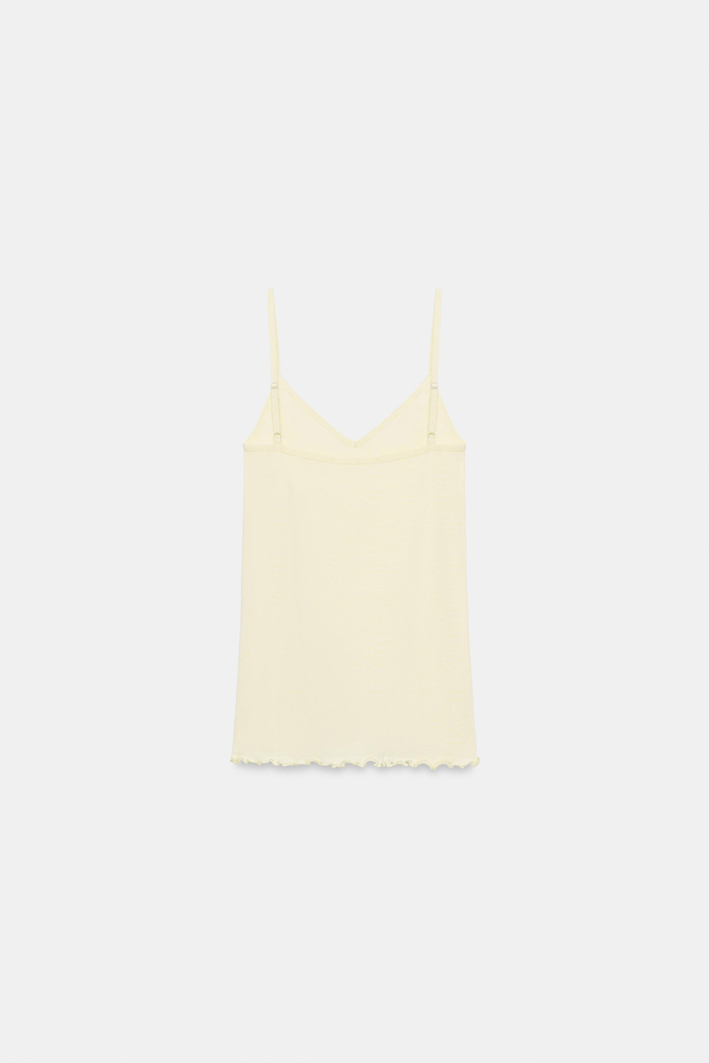 ZARA ХЛОПКОВАЯ МАЙКА НА БРЕТЕЛЯХ, ПАСТЕЛЬНО-ЖЕЛТЫЙ
