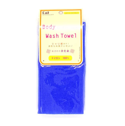 Мочалка для тела жесткая голубая 30х100 см Kai Wash Towel Bright Blue