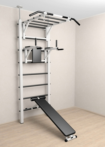 Шведская стенка Sv Sport враспор (Турник рукоход/Брусья/Скамья)