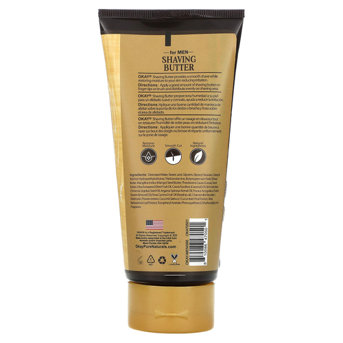 Okay Pure Naturals, Для мужчин, масло для бритья, 170 г (6 унций)