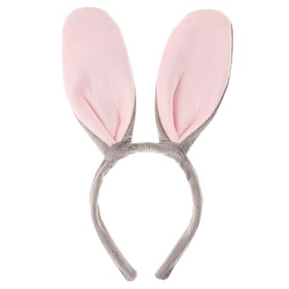 Ободок, Зайка, Серый/Розовый