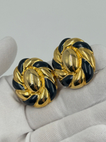 Клипсы с тёмно-синей эмалью