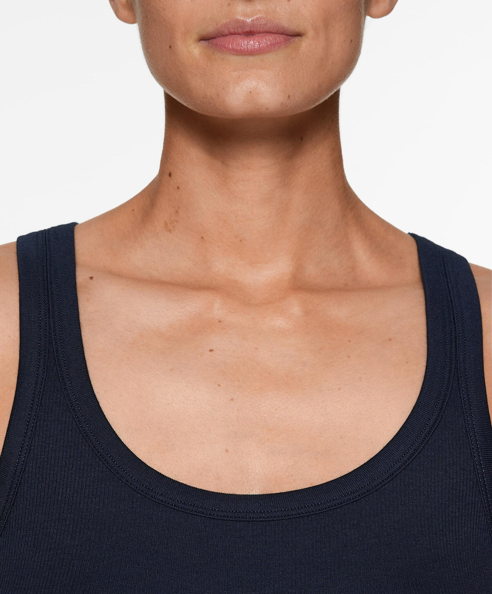 Oysho Топ на бретелях в рубчик, темно-синий