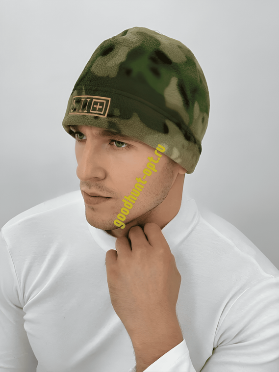 Тактическая военная шапка 5.11 флисовая Мох