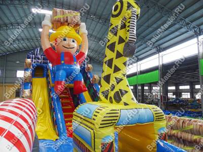 Надувной батут "Весёлая стройка" 12*4*6.6 м