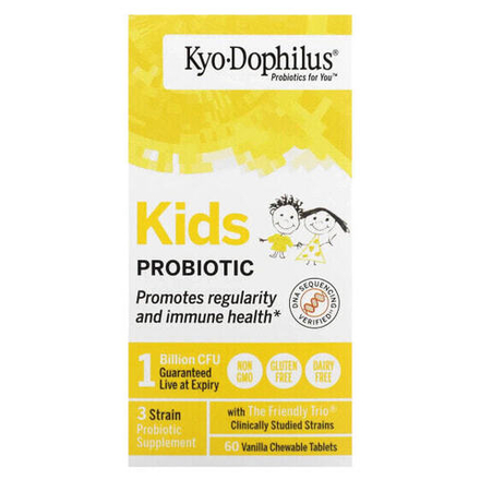 Детское здоровье Kyolic, смесь пробиотиков для детей, со вкусом ванили, 60 жевательных таблеток