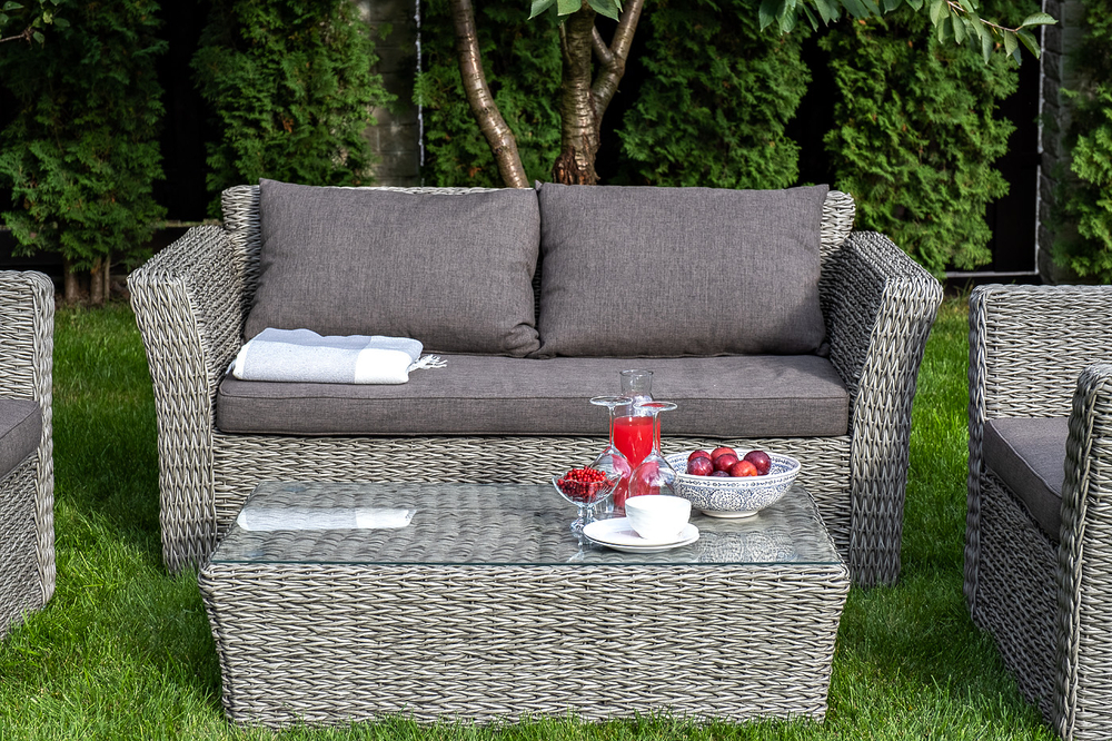 "Капучино Сингл" лаунж-зона из искусственного ротанга (гиацинт), цвет серый