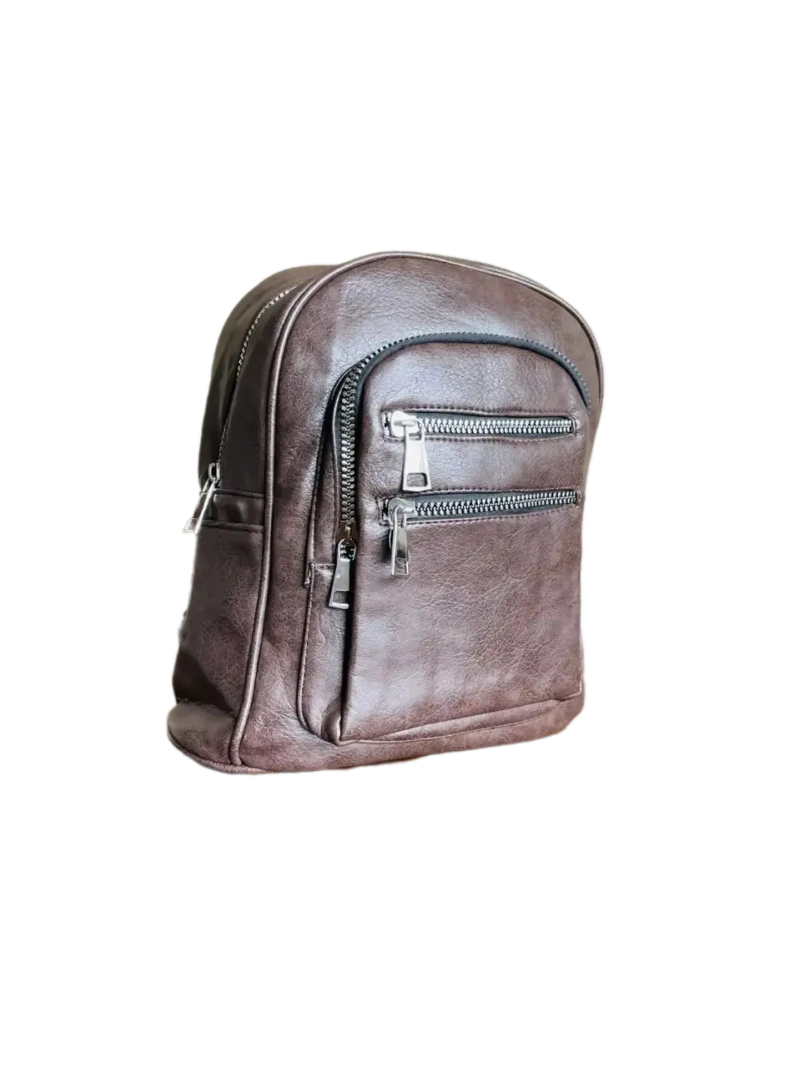 Рюкзак универсальный из экокожи коричневый QOZA, 10 литров