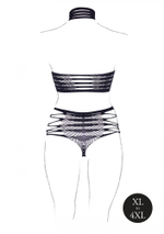 Пикантный комплект Carpo из трусиков и топа с высоким воротом (Размер: XL-4XL) (Цвет: черный)