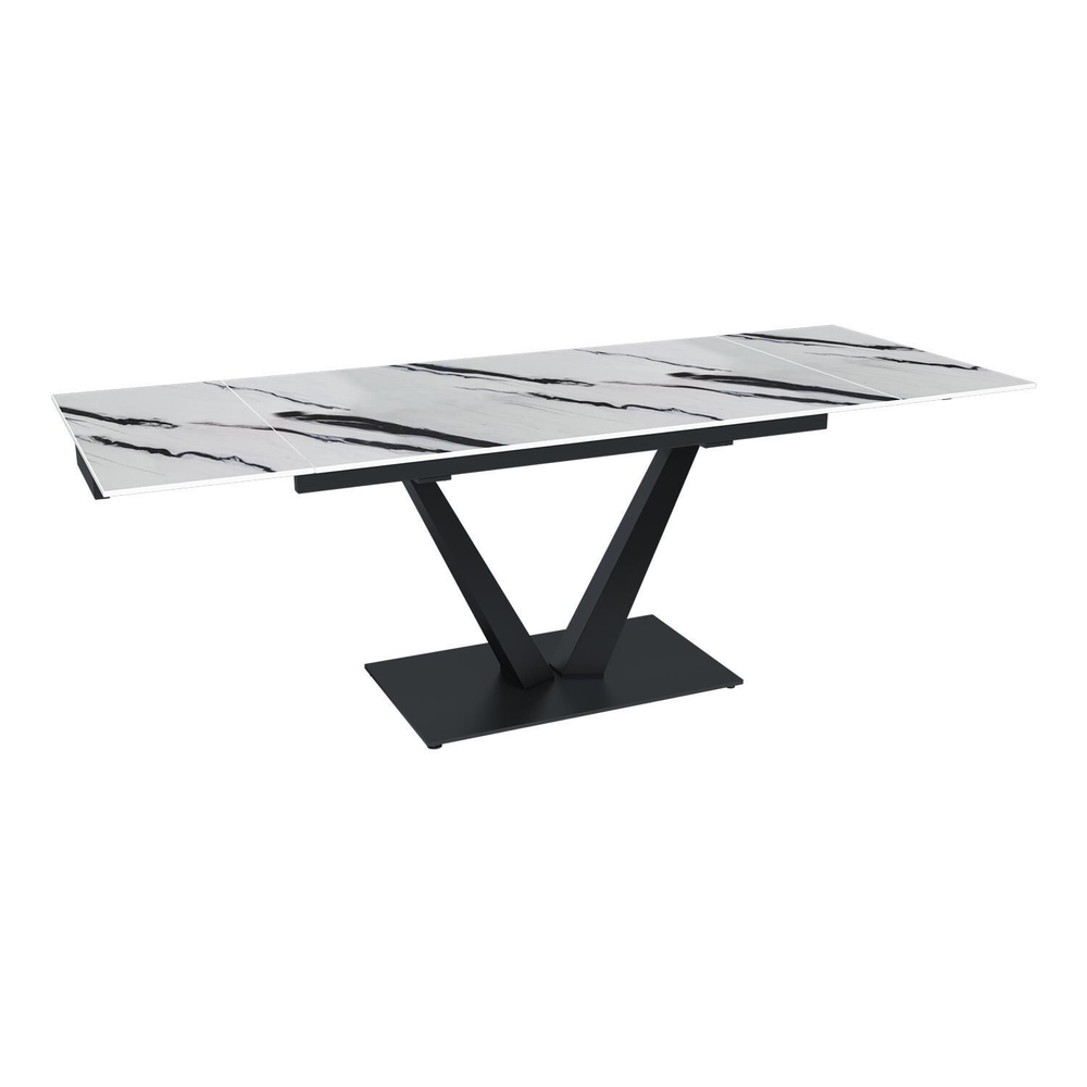 Стол раскладной Malibu (140+40+40), керамика глянцевая Panda White