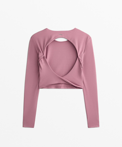 Oysho Футболка с длинным рукавом Comfortlux, светло-баклажановый