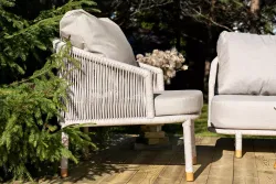 "Верона" лаунж-зона 5-местная плетеная из роупа (веревки), каркас алюминиевый белый, роуп бежевый