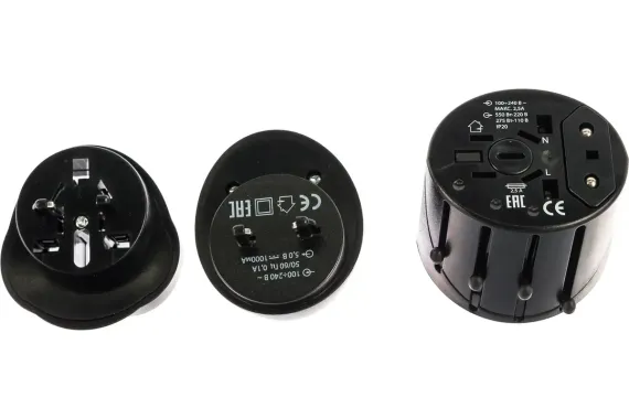 Переходник TDM 2,5A 5в1 с USB зарядкой 1000мА черный 30614