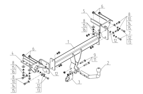 Фаркоп на Subaru Forester 2018-2024. Необходима подрезка бампера. Тип шара: A. Нагрузки: 1400/100 кг, SU 08