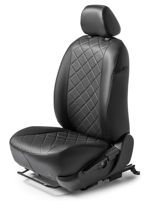 Авточехлы Rival Ромб (зад. спинка 40/20/40) для сидений Skoda Kodiaq (5 мест) 2017-н.в., эко-кожа, черные, SC.5107.2