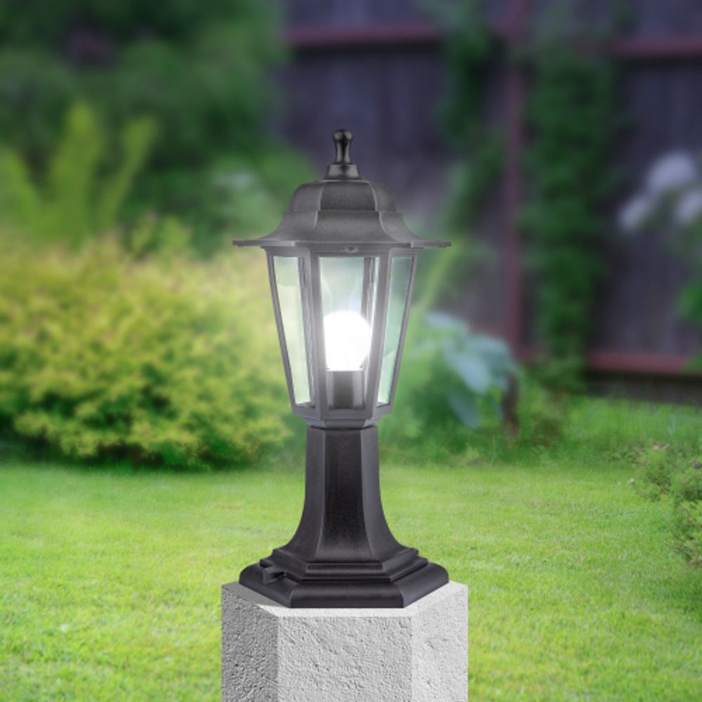 Садово-парковый светильник ЭРА Шестигранные НТУ 06-60-001 черный 6 гранный напольный IP44 Е27 max60Вт | Садово-парковые светильники