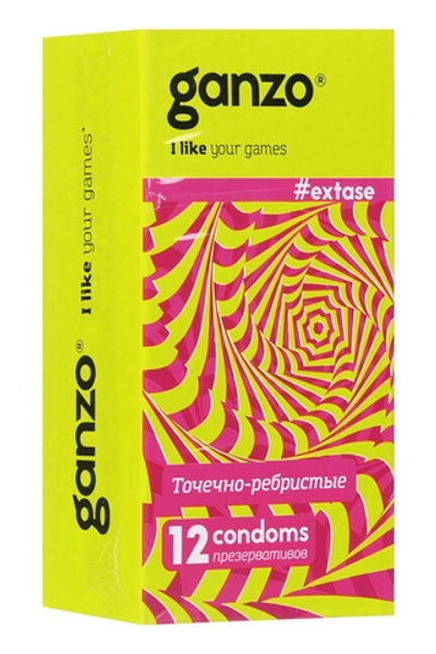 Презервативы GANZO NEW EXTASE No12 Точечно-ребристые 12 шт. (Цвет: прозрачный)