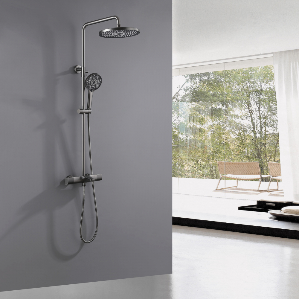 Душевая стойка ABBER Thermostat AF8516NGL с термостатом и изливом, никель