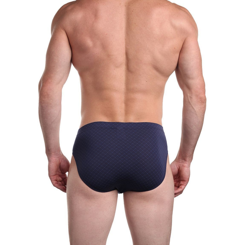 Мужские трусы-слипы с принтом и однотонной вшитой резинкой (Размер: XL) (Цвет: темно-синий)