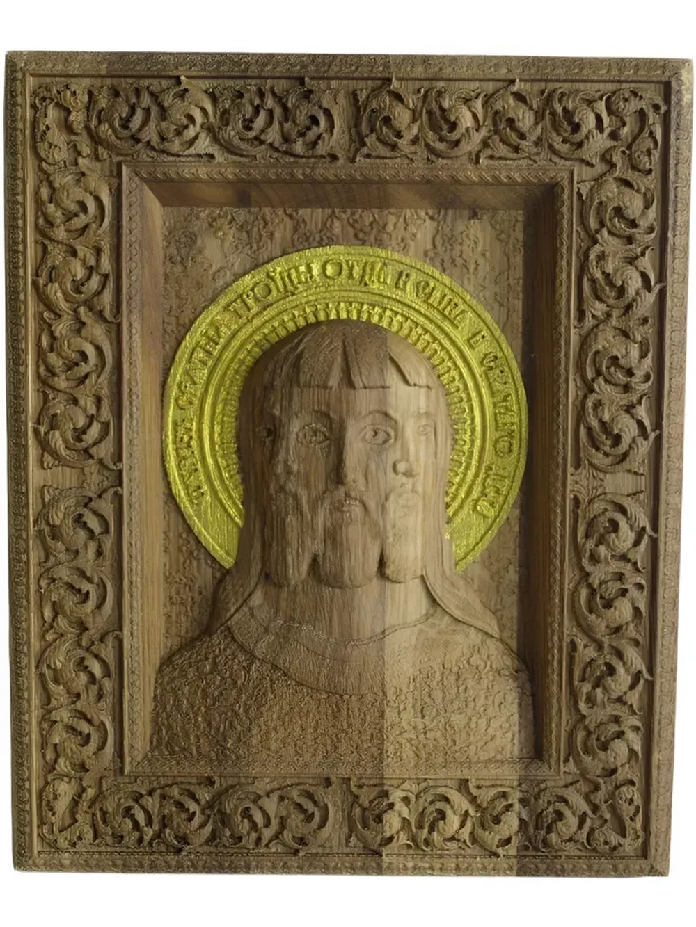 Икона Смесоипостасная Троица резная из массива дуба большая