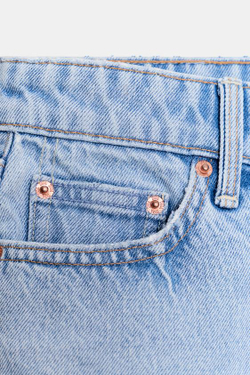 ZARA ШОРТЫ Z1975 MOM FIT СО СРЕДНЕЙ ПОСАДКОЙ, ГОЛУБОЙ