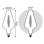 Лампа Gauss LED Filament Vase 8.5W Е27 165lm 1800К gray flexible 180802005