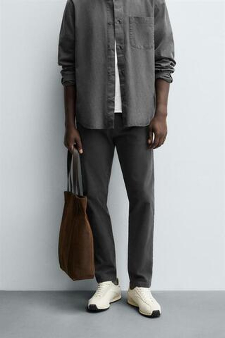 ZARA БРЮКИ ЧИНОС SKINNY FIT, АНТРАЦИТОВО-СЕРЫЙ