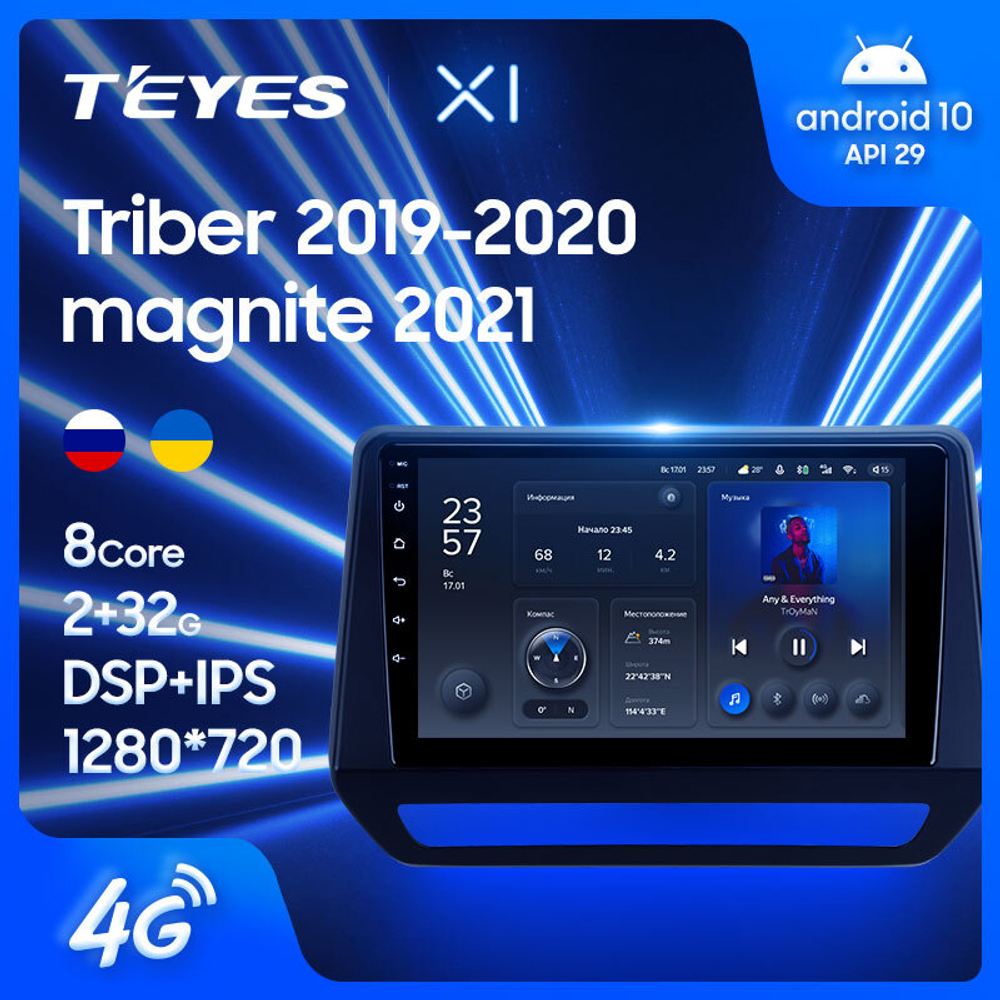 Teyes X1 9"для Renault Triber, Nissan Magnite 2019-2021 (прав)