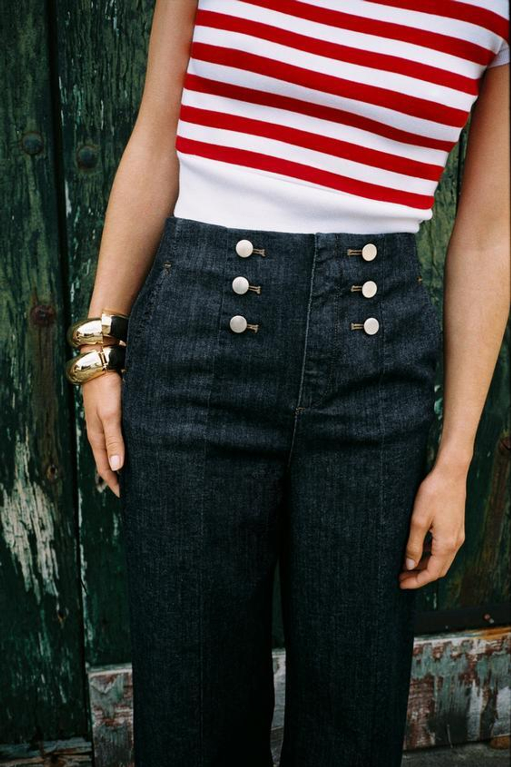 ZARA БРЮКИ-КЮЛОТЫ С ПУГОВИЦАМИ, ИНДИГО