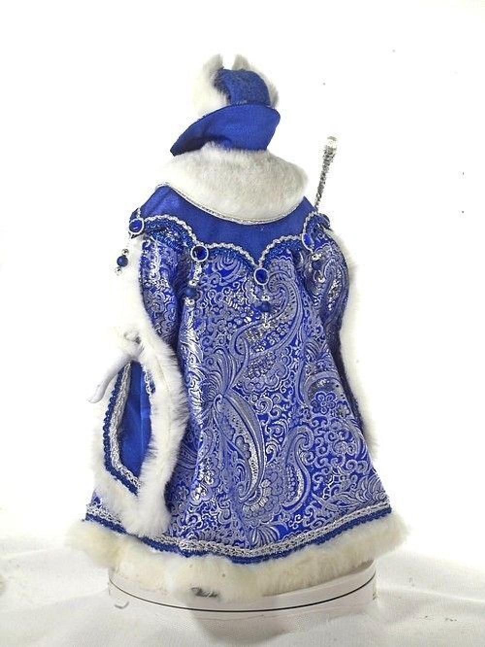 Кукла коллекционная Дед Мороз в боярской шубе из парчи с посохом