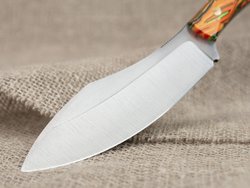 Нож для бушкрафта "Канадец XL", сталь VG-10/Elmax, рукоять микарта (салатово-оранжевая)