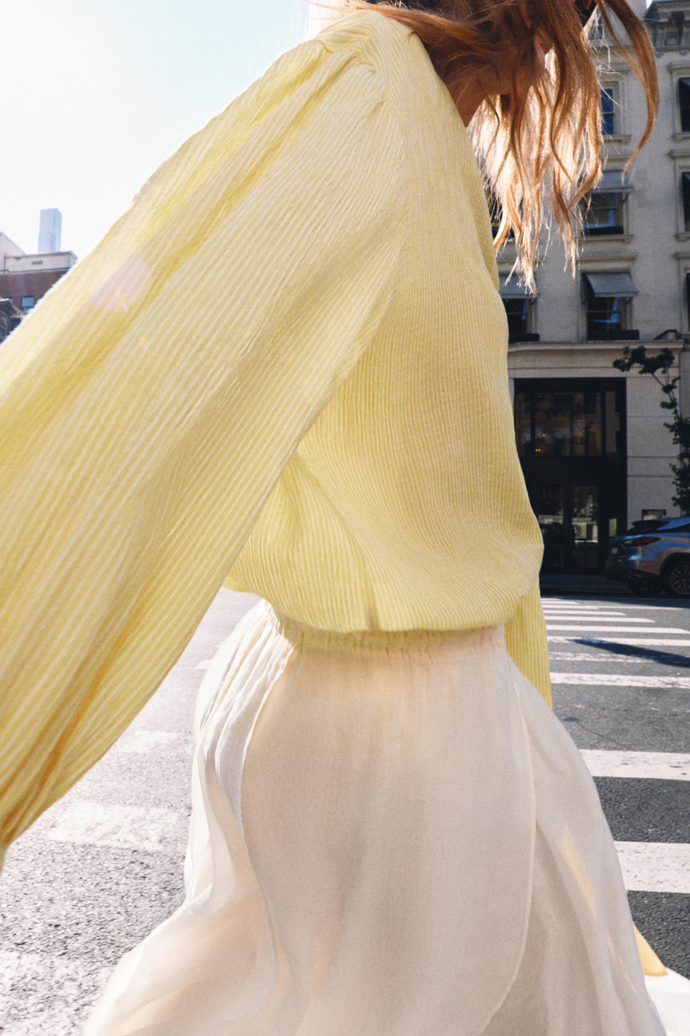 ZARA РУБАШКА В ПОЛОСКУ С ЗАВЯЗКАМИ — ZW COLLECTION, ЖЕЛТЫЙ