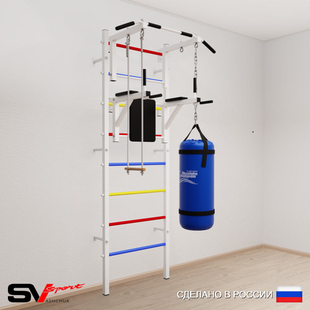 Шведская стенка Sv Sport усиленная 6731 (Турник стандарт/Брусья/Трапеция/Цепь/Мешок 15кг)