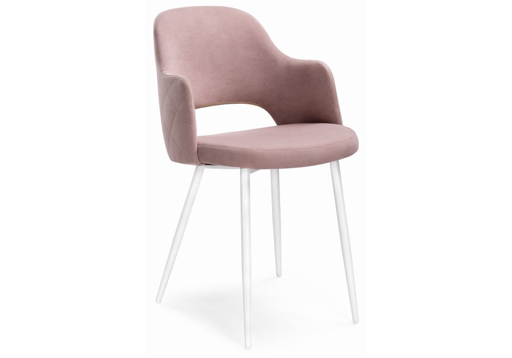 Стул на металлокаркасе Гутрид прошивка ромбы сзади пыльно-розовый / белый