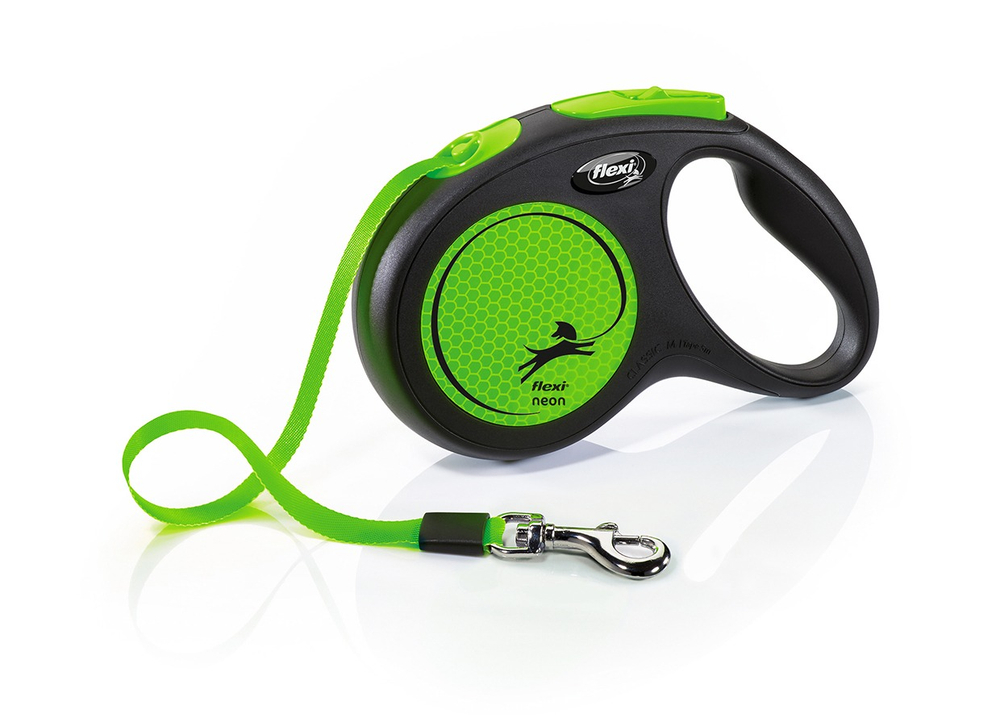 FLEXI NEW NEON Поводок-рулетка M (до 25 кг), 5 м, лента