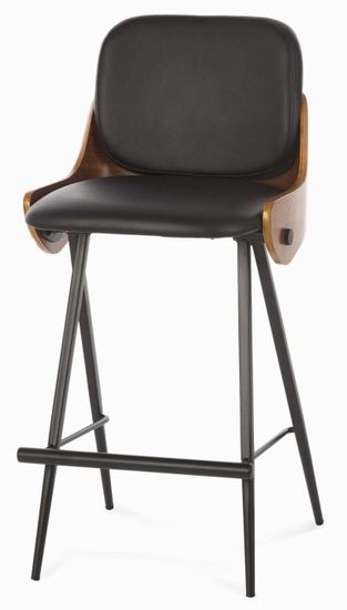 Полубарный стул Isla черная экокожа, черный металлический каркас