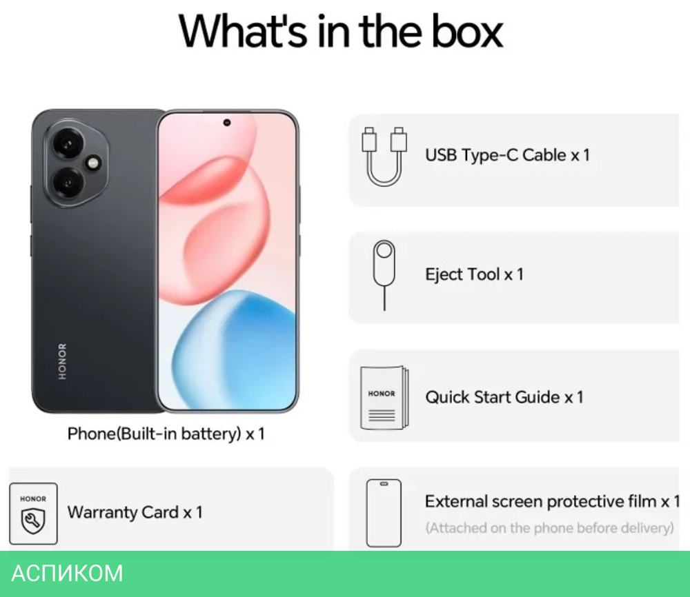 Смартфон Honor 400 8GB/256GB DNY-NX9 Midnight Black (5109BUQY)
