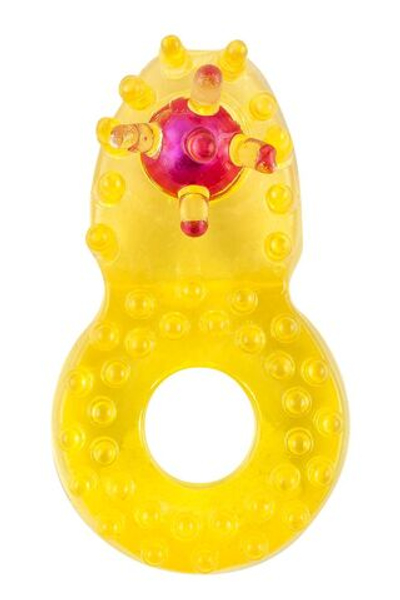Жёлтое эрекционное кольцо с бусиной (Цвет: желтый)