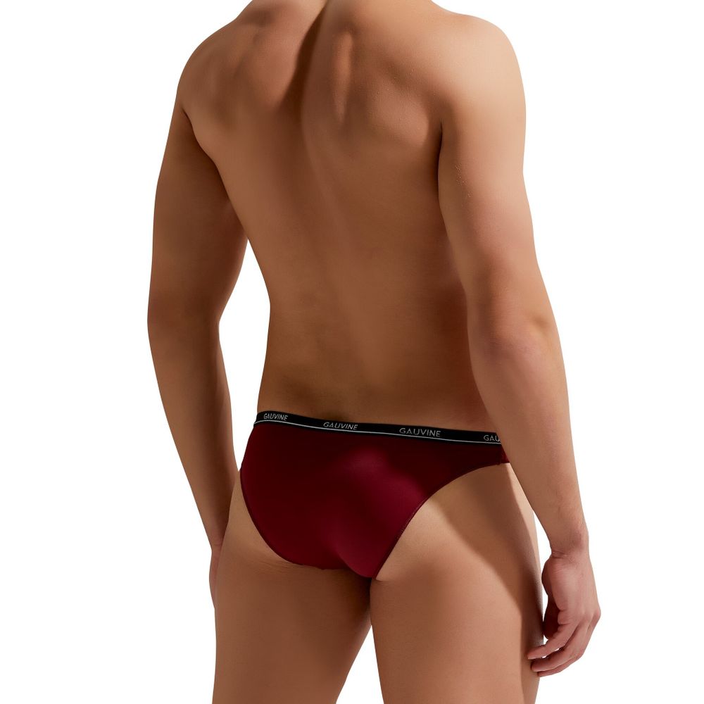 Мужские трусы слипы с низкой посадкой бордовые GAUVINE 2011