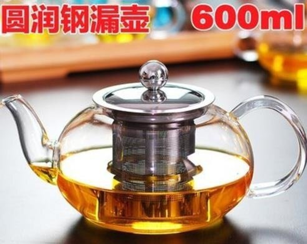 237022 Чайник 600 мл с металлической колбой, стекло