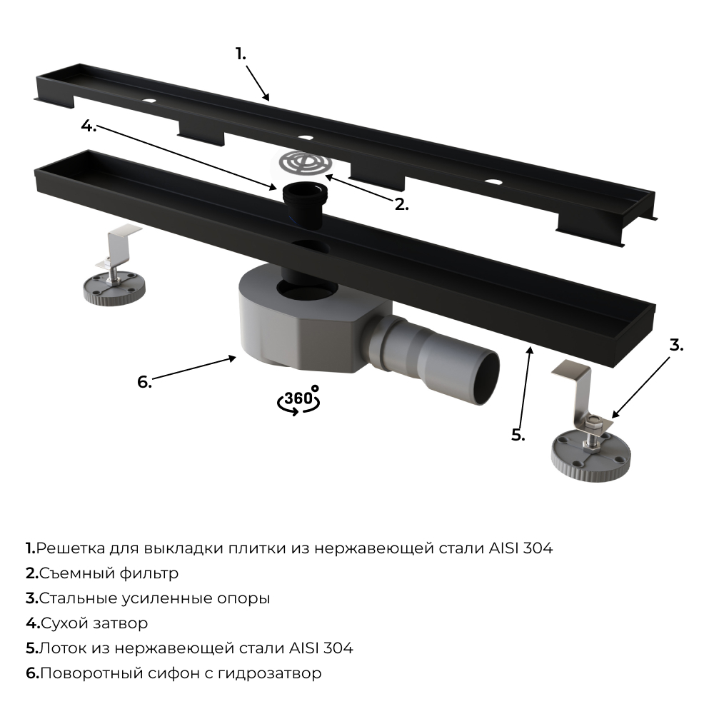 Душевой трап RGW SDR-08B (800)