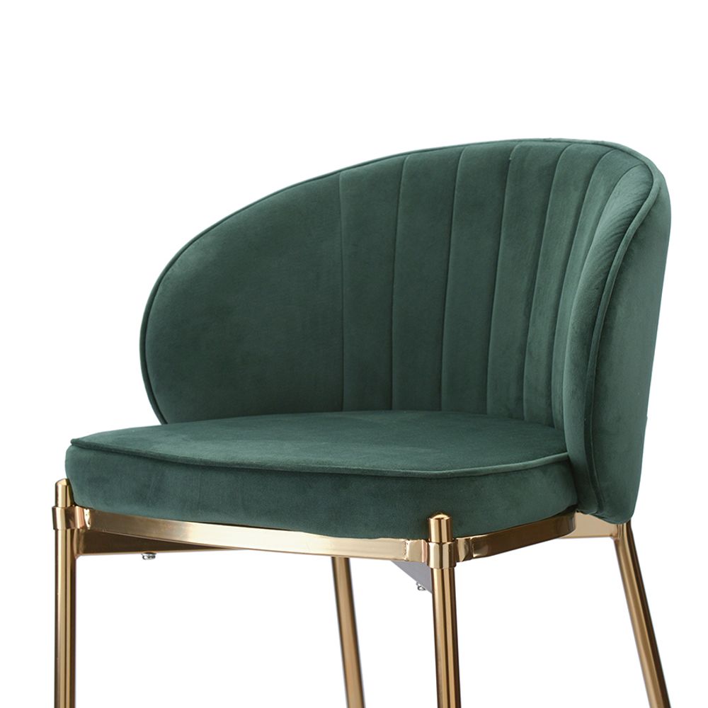 Стул барный Coral, велюр, темно-зеленый